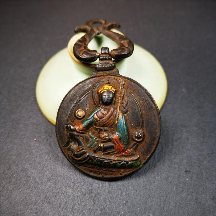 Guru Rinpoche Melong 1.89" - Tibetan Buddhist art, detailed view