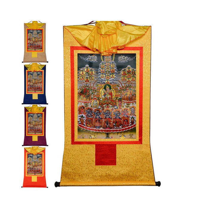 Guru Rinpoche Refuge Tree - Tibetan thangka painting, front view