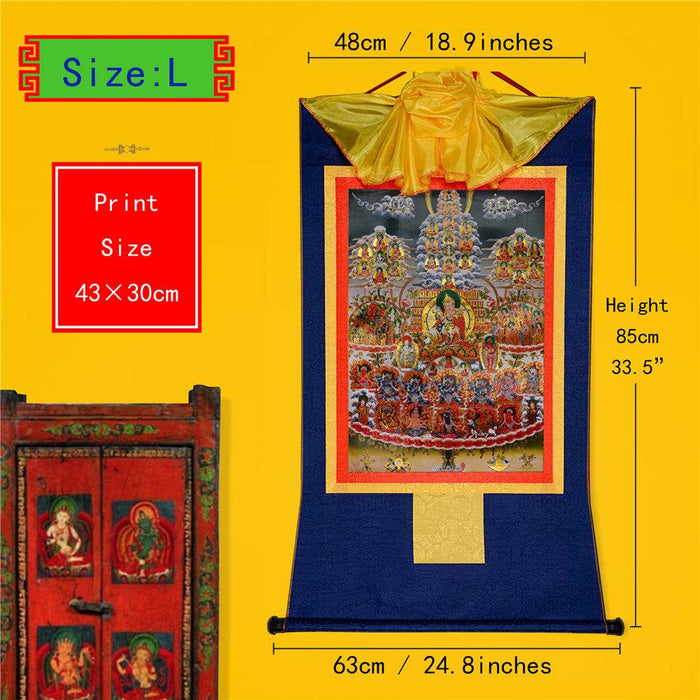 Guru Rinpoche Refuge Tree - Tibetan thangka painting, view 4