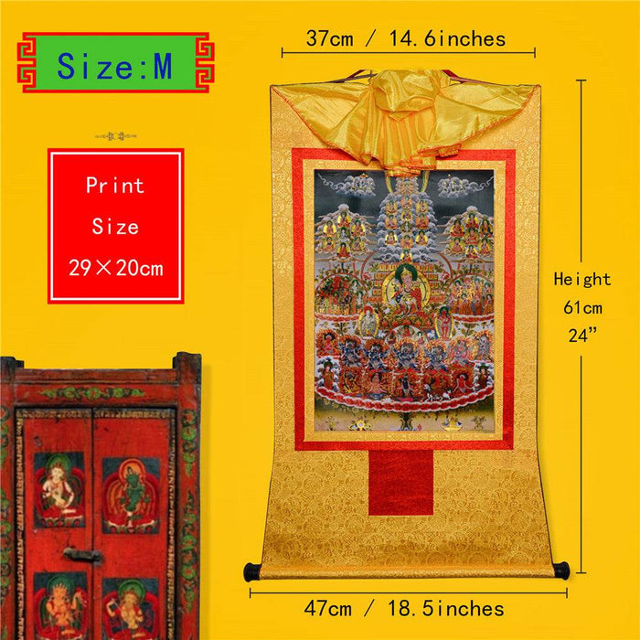 Guru Rinpoche Refuge Tree - Tibetan thangka painting, view 5