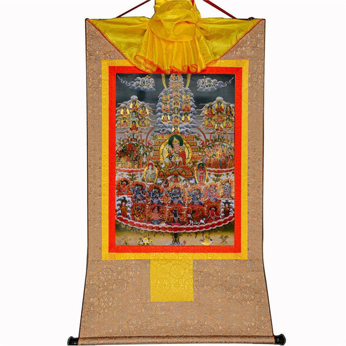 Guru Rinpoche Refuge Tree - Tibetan thangka painting, view 8
