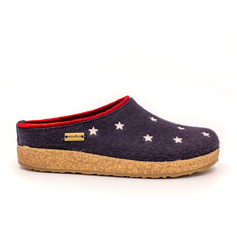 Haflinger Stars 'N Stripes Clog (Women) - Navy Dress-Casual - Clogs & Mules - The Heel Shoe Fitters