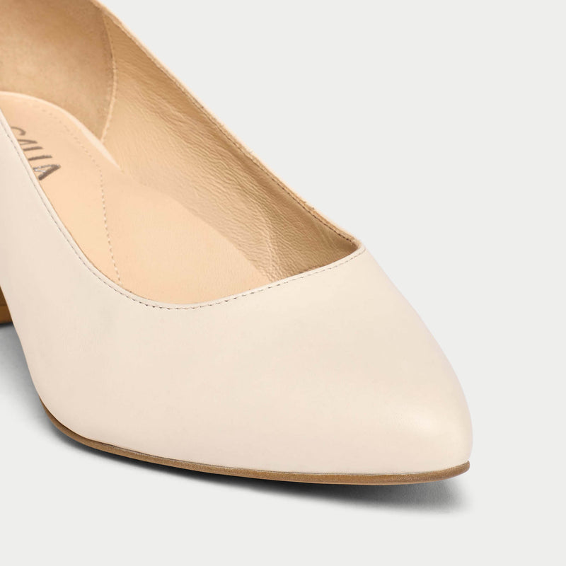 Hallie - Almond Leather Pumps