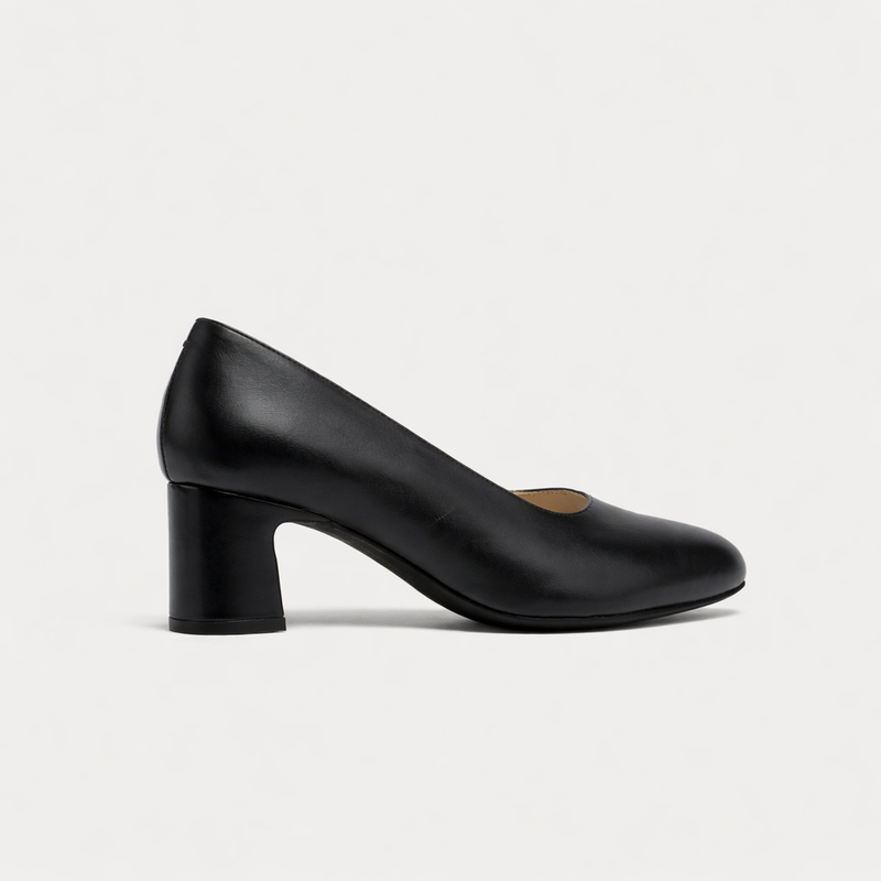 Hallie - Black Leather Pumps
