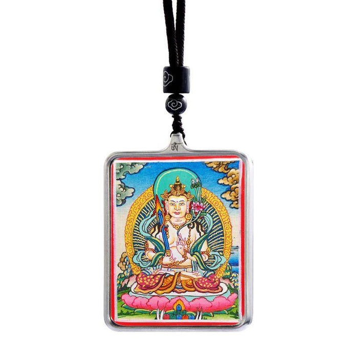 Handpainted Locket Thangka Amulet,Manjusri,Wisdom Buddha - Tibetan thangka painting, view 5