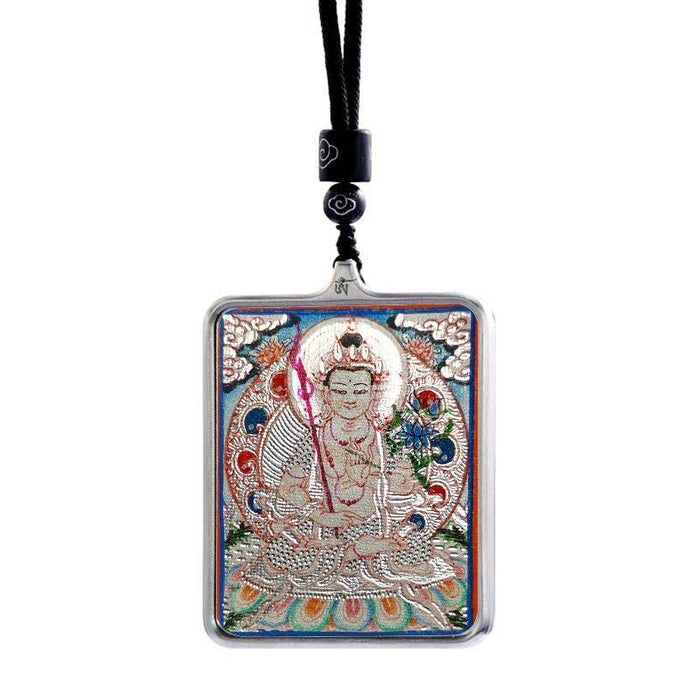 Handpainted Locket Thangka Amulet,Manjusri,Wisdom Buddha - Tibetan thangka painting, view 5