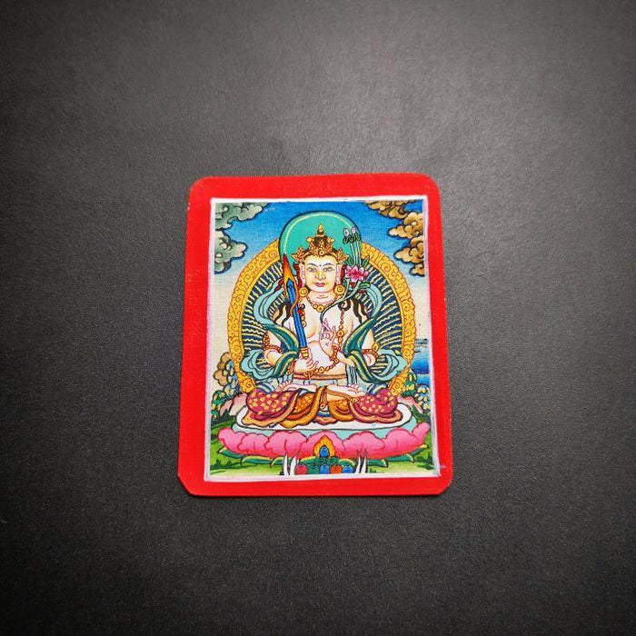 Handpainted Locket Thangka Amulet,Manjusri,Wisdom Buddha - Tibetan thangka painting, view 6