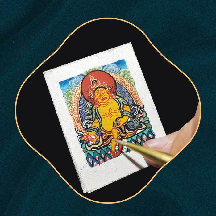 Handpainted Locket Thangka Amulet,Shakyamuni,Gautama Buddha - Tibetan thangka painting, view 7