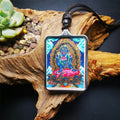 Handpainted Locket Thangka Mahakala - Tibetan thangka painting, front view