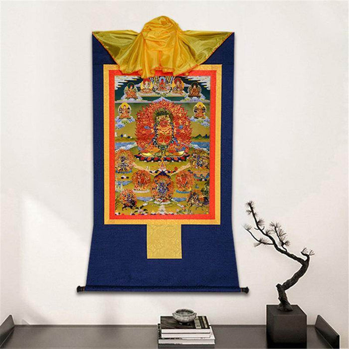 Hayagriva- Wisdom King - Tibetan thangka painting, detailed view
