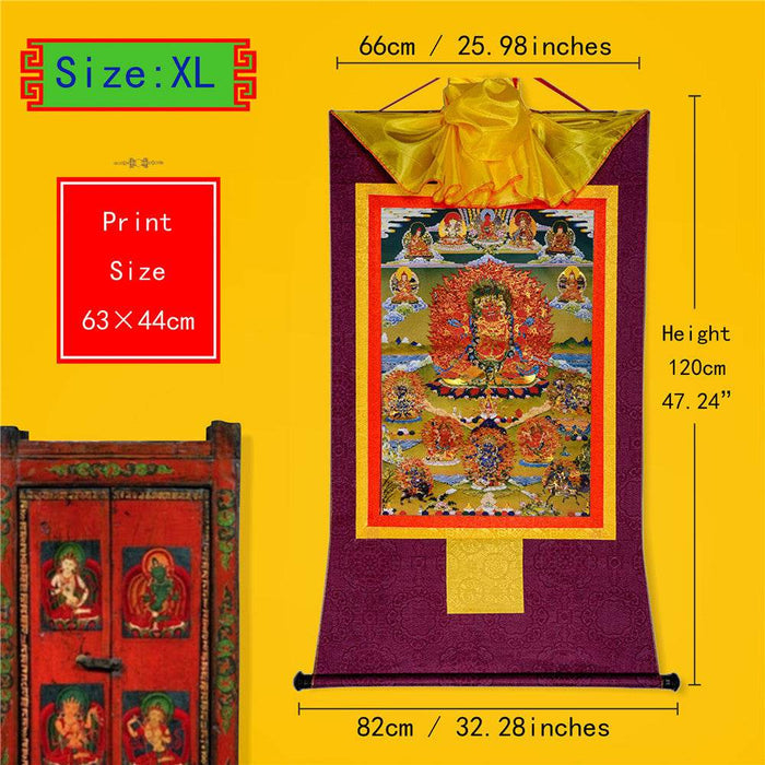 Hayagriva- Wisdom King - Tibetan thangka painting, close-up detail