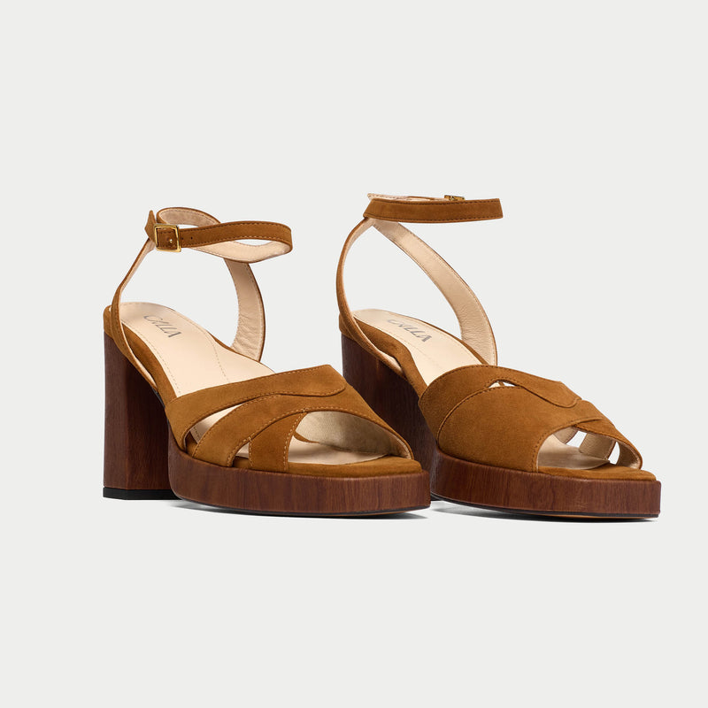 Heather tan heels for bunions pair