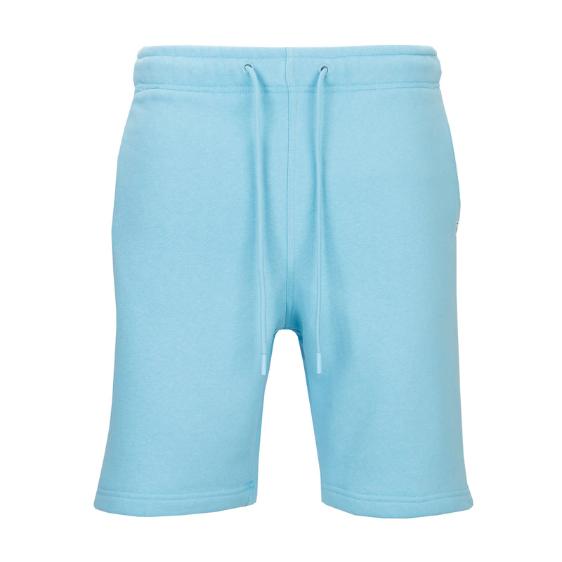 Men's heavyweight fleece shorts, Carolina blue, drawstring waistband, mid-length