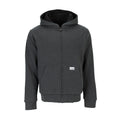 Mens charcoal grey zip-front hoodie with hood and front kangaroo pocket