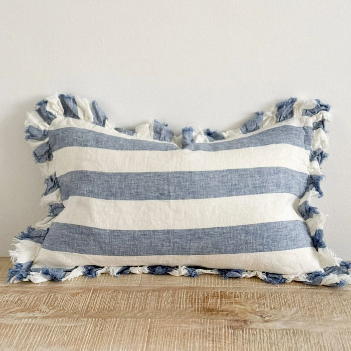 Heidi Blue Wide Stripe Lumbar Cushion