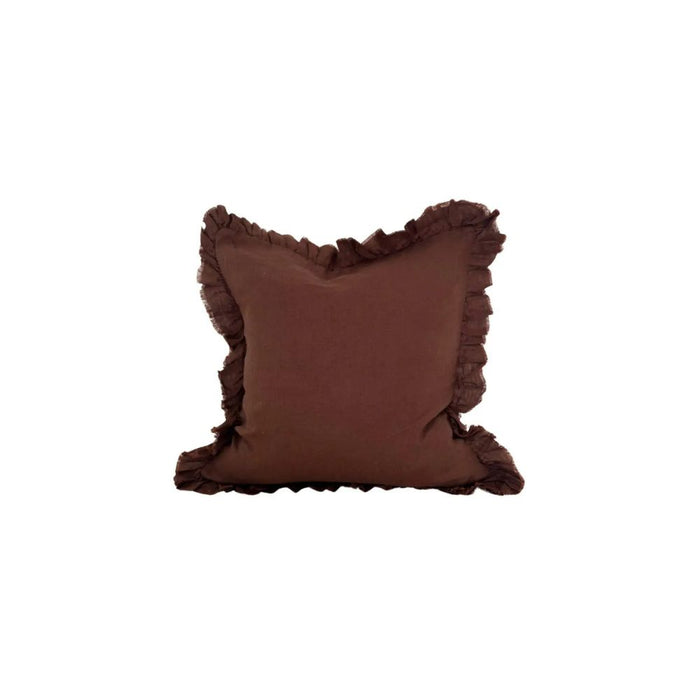 Heidi Dark Brown Ruffle Cushion