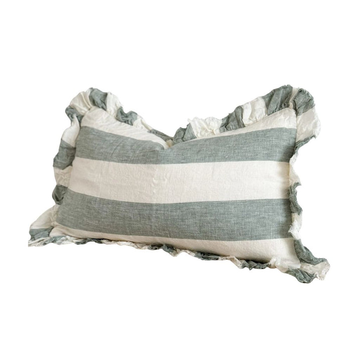 Heidi Teal Wide Stripe Lumbar Cushion