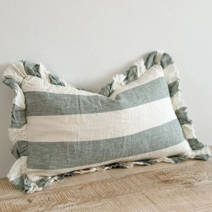 Heidi Teal Wide Stripe Lumbar Cushion