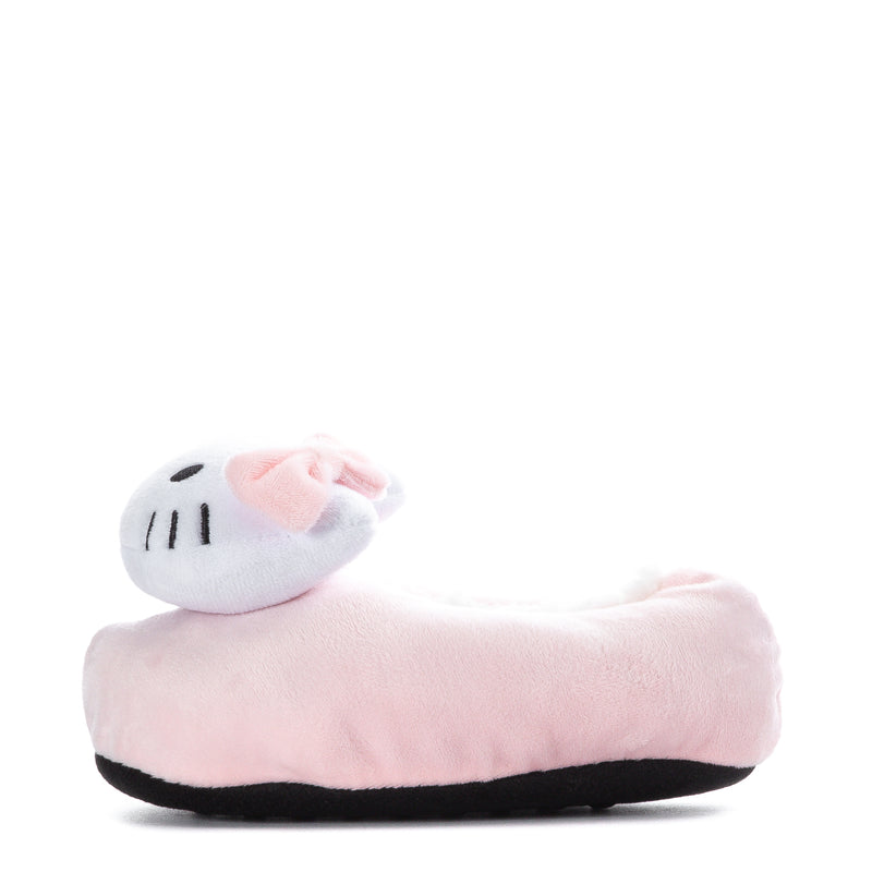 Pink toddler plush Hello Kitty slipper with rounded toe and bow detail