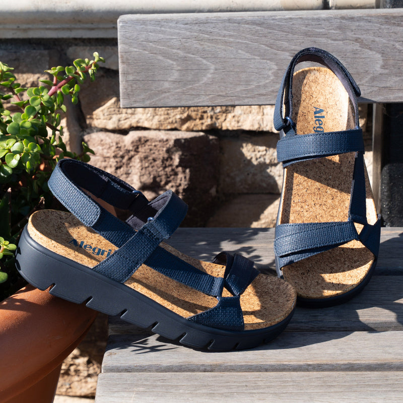 Henna Netted Navy Sandal | Alegria Shoes