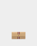 Hera Long Wallet in Light Beige Grained Leather With a Bally Ribbon