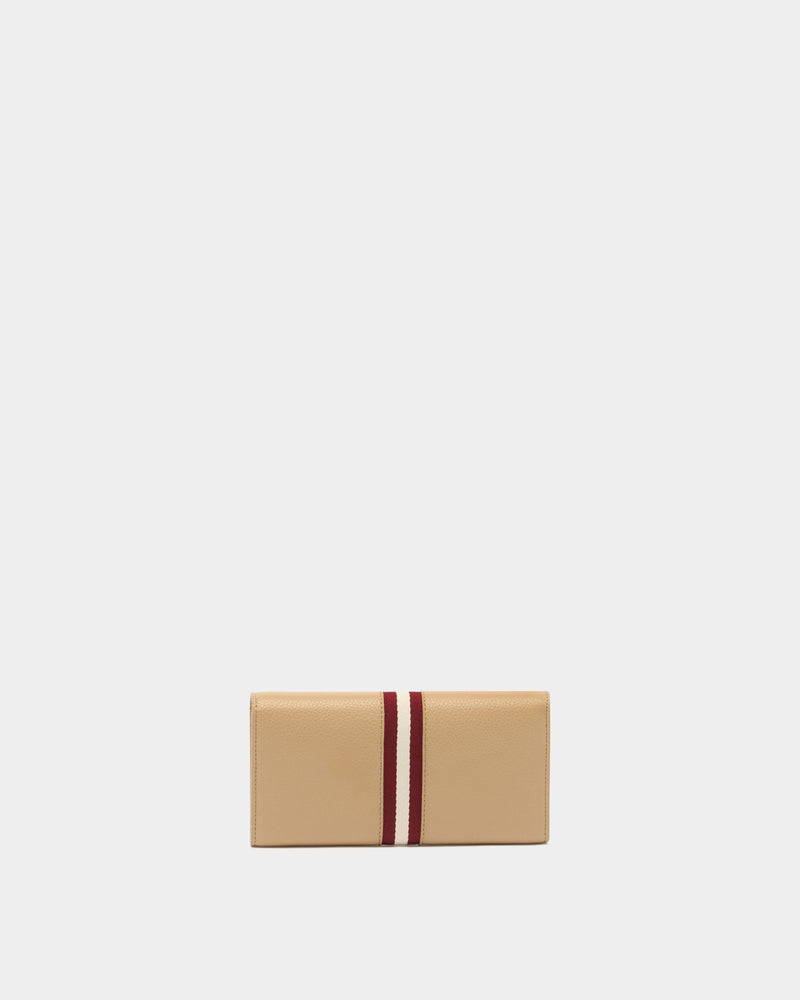 Hera Long Wallet in Light Beige Grained Leather With a Bally Ribbon