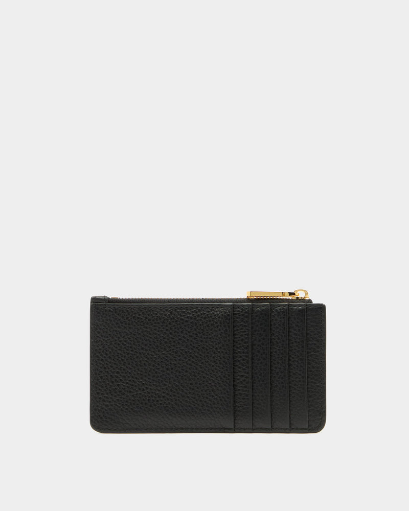 Hera Zipped Card Holder in Black Grained Leather With a Bally Ribbon