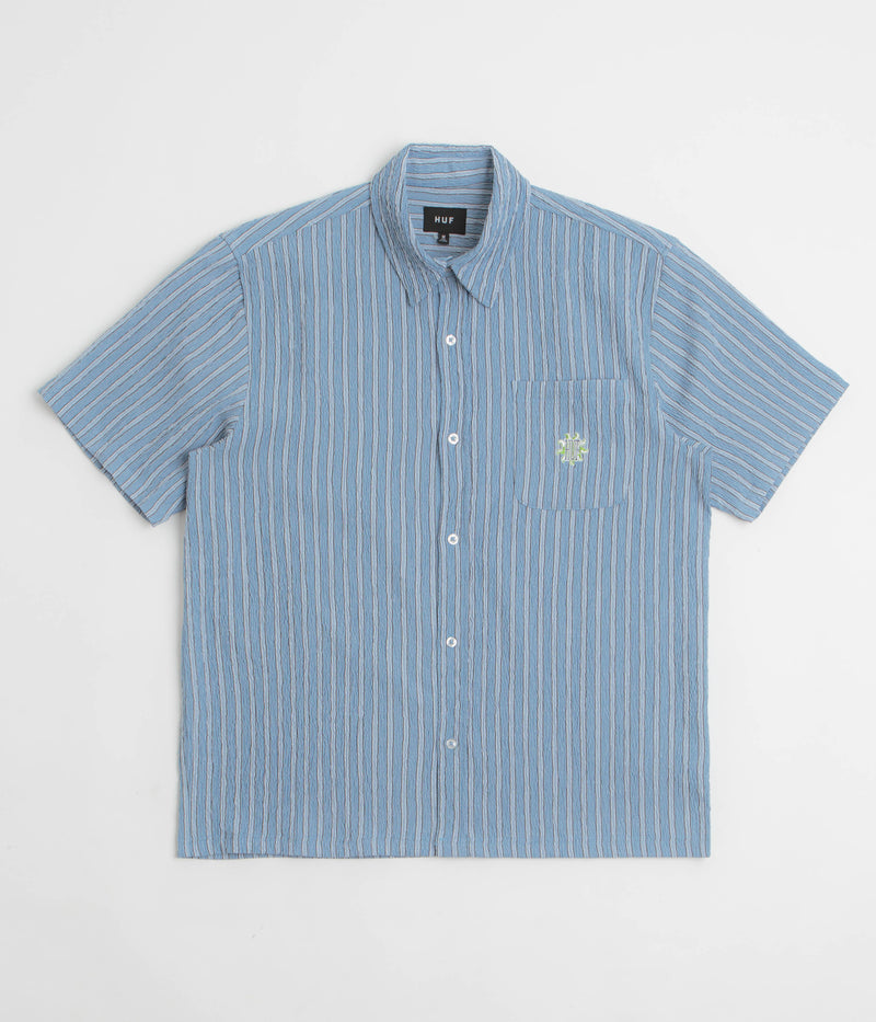 HUF Apollo Striped Short Sleeve Shirt in Pool Blue