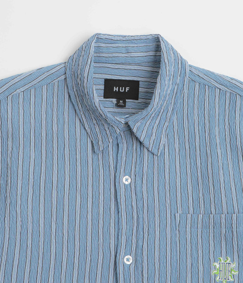 HUF Apollo Striped Short Sleeve Shirt in Pool Blue