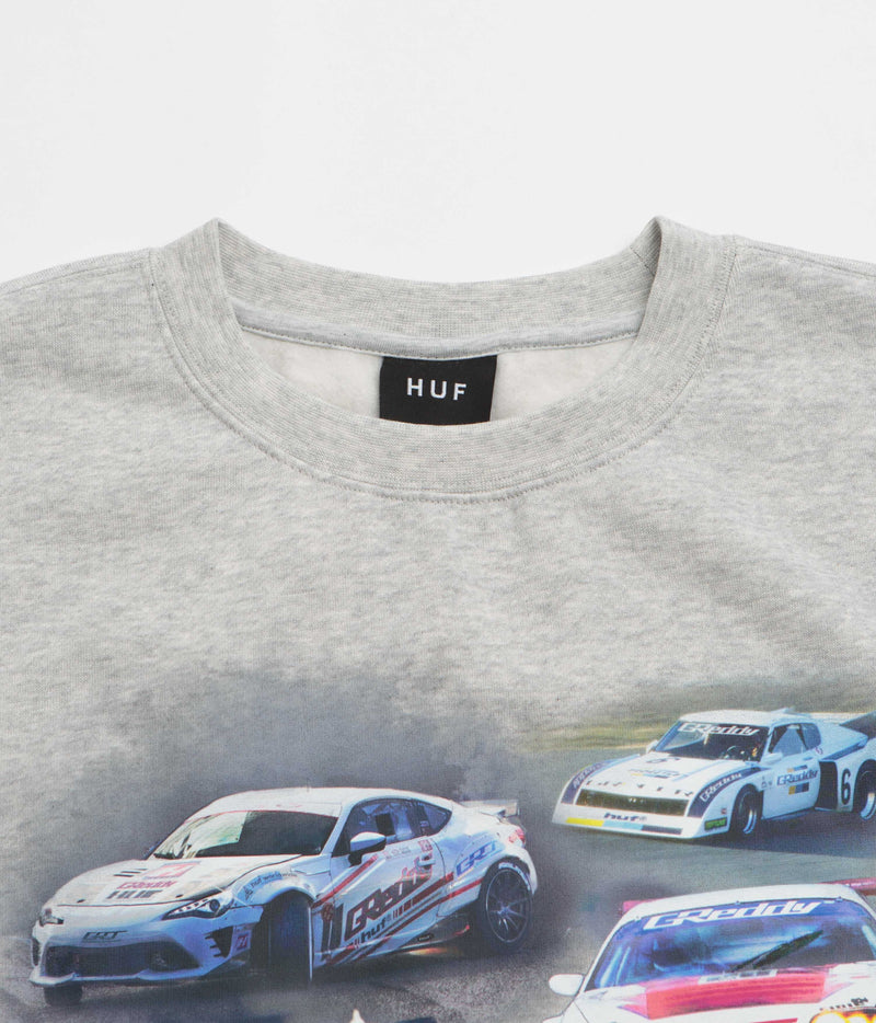 HUF Greddy Showcase Crewneck Sweatshirt in Heather Grey