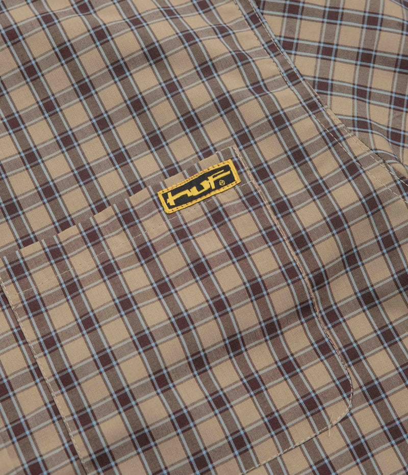HUF Stretch Micro Plaid Short Sleeve Shirt in Clay