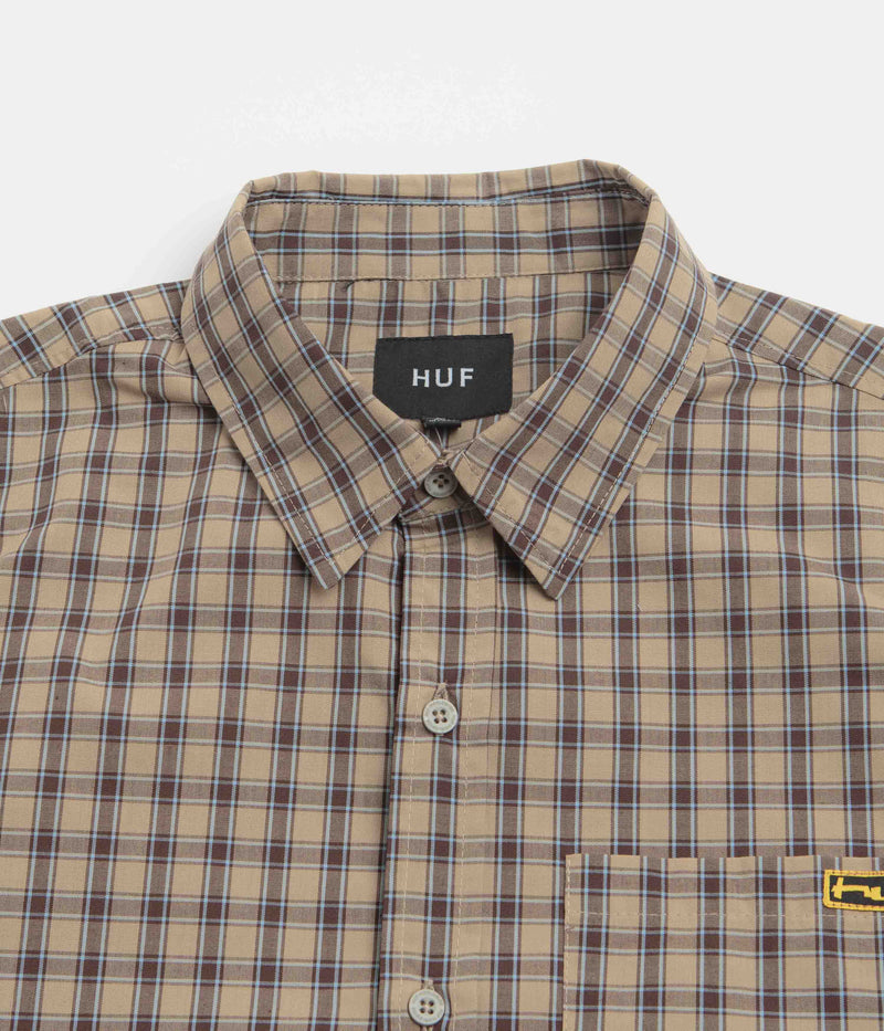 HUF Stretch Micro Plaid Short Sleeve Shirt in Clay