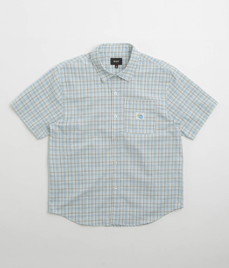 HUF Total Eclipse Plaid Short Sleeve Shirt in Light Blue