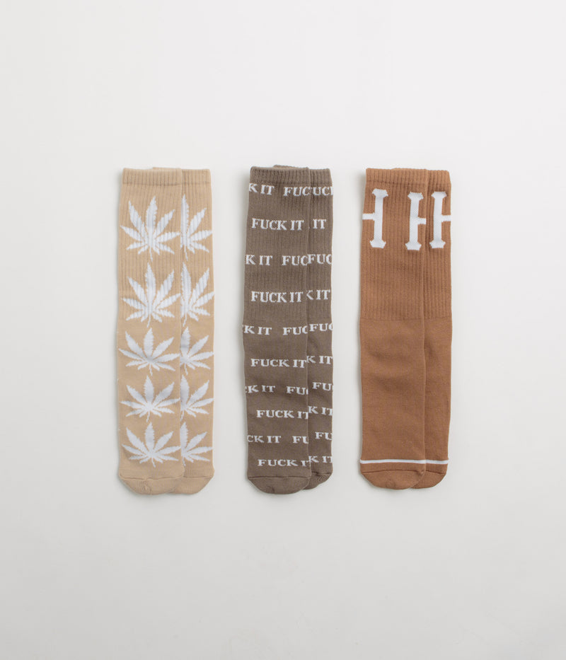 HUF Variety Socks (3 Pack) in Brown