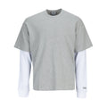 Men's heather gray thermal T-shirt with white long-sleeve base layer at cuffs