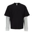 Men's 2-in-1 thermal shirt, black with heather grey long sleeves