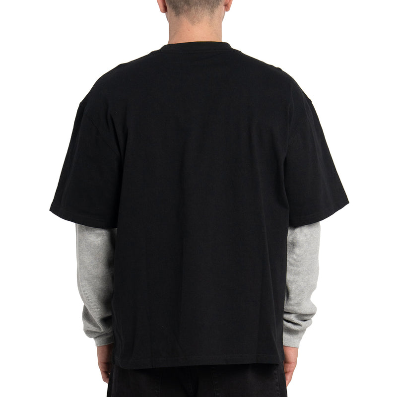 Men's 2-in-1 thermal shirt, black back with heather grey long sleeves