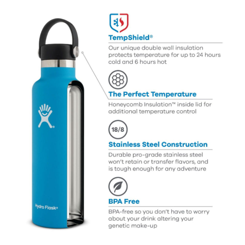 HydroFlask Standard Mouth Water Bottle with Flex Cap 21 oz - Carnation Accessories - Drinkware - The Heel Shoe Fitters