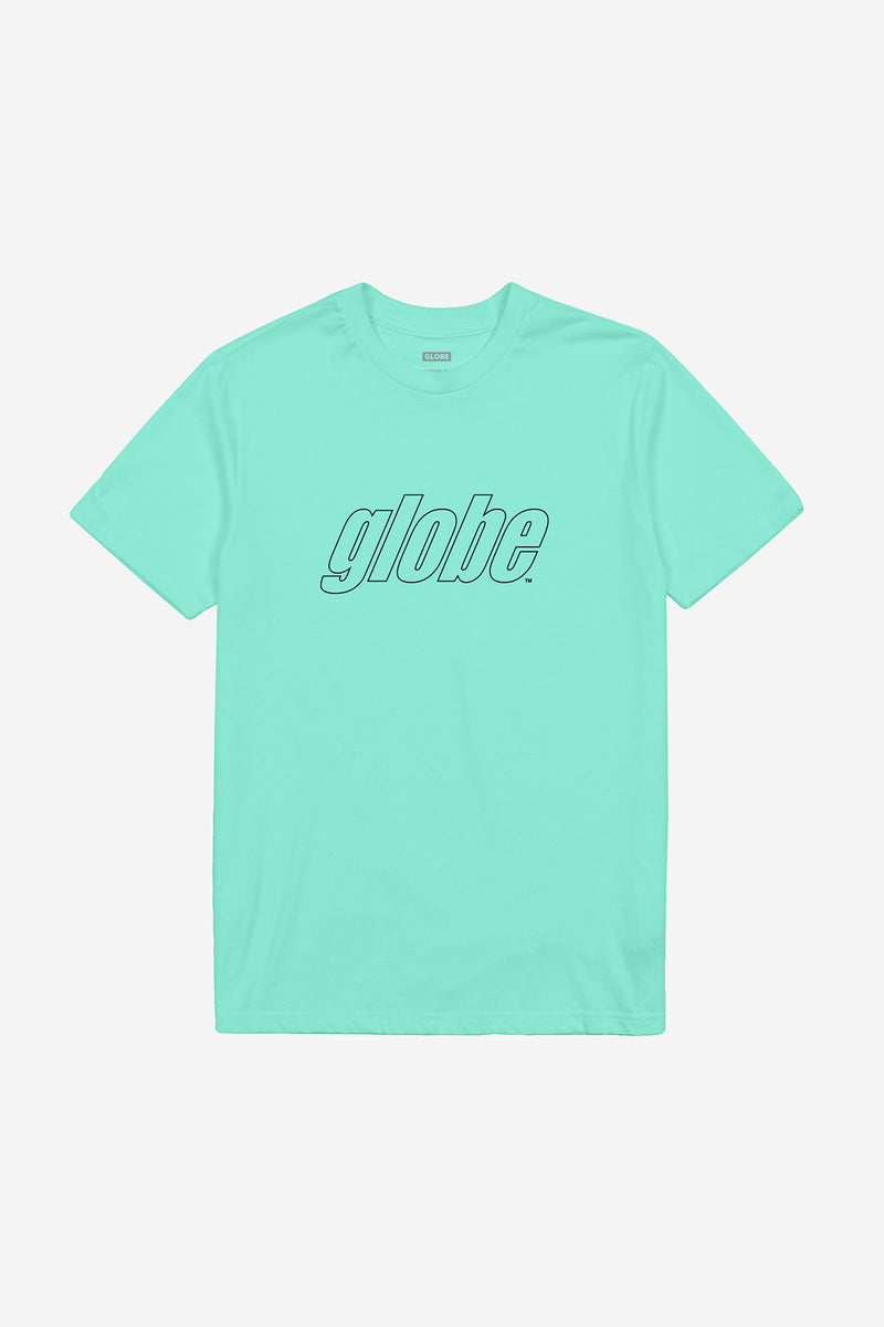Mint Impact Tee made from organic cotton with globe logo on the chest