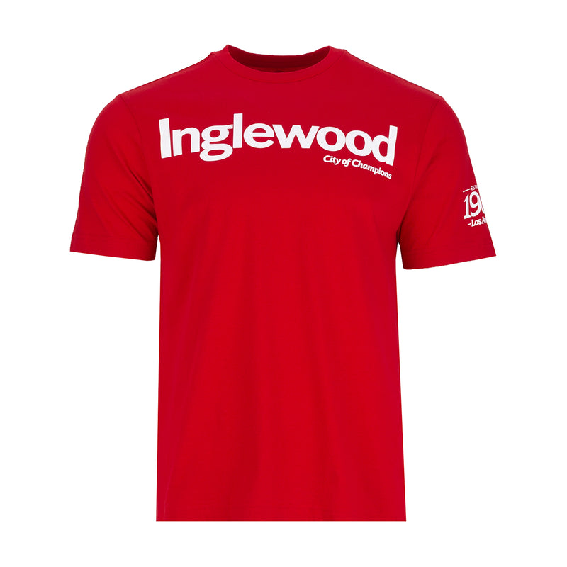 Men's red T-shirt with white front logo graphic