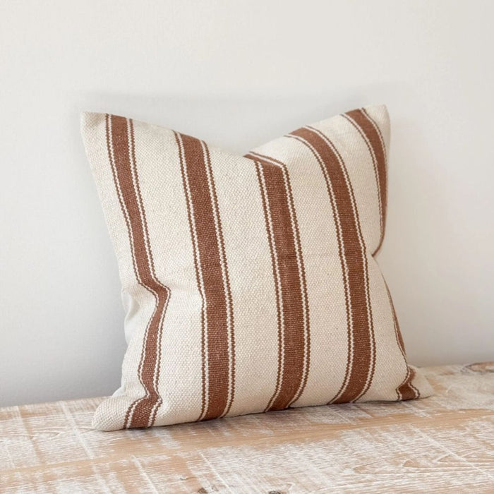 Izzy Cream & Brown Stripe Cushion