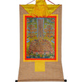 Je Tsongkhapa,Losang Drakpa,Je Rinpoche on Refuge Tree - Tibetan thangka painting, close-up detail