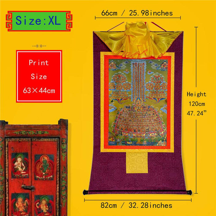 Je Tsongkhapa,Losang Drakpa,Je Rinpoche on Refuge Tree - Tibetan thangka painting, view 7