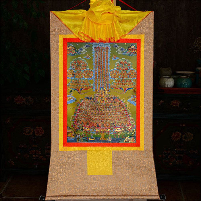 Je Tsongkhapa,Losang Drakpa,Je Rinpoche on Refuge Tree - Tibetan thangka painting, view 8