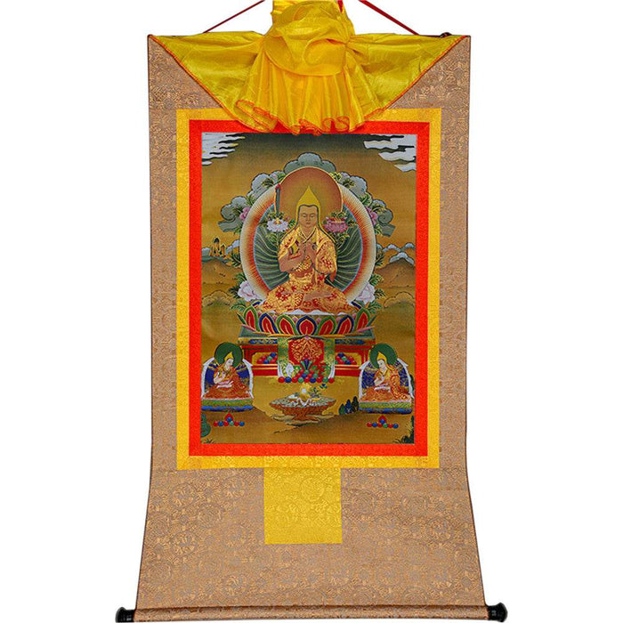 Je Tsongkhapa,Losang Drakpa,Je Rinpoche - Tibetan thangka painting, view 7
