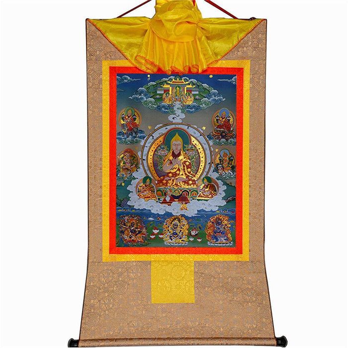 Je Tsongkhapa,Losang Drakpa,Je Rinpoche - Tibetan thangka painting, view 8