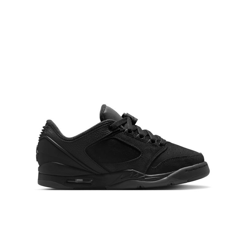 Youth low-top sneakers in black with dark gray accents and lace-up closure