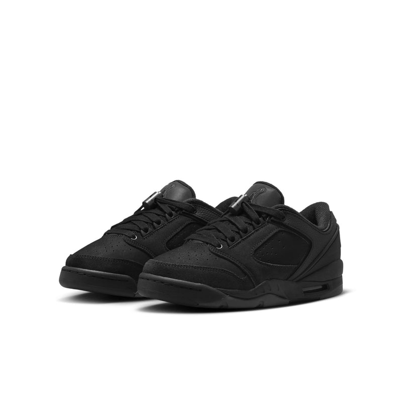 Youth low-top sneakers, black suede and mesh-look panels with lace-up design