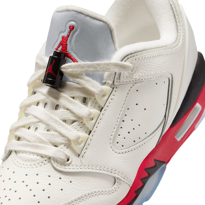 Youth low-top sneakers, white with red and black Jumpman on tongue
