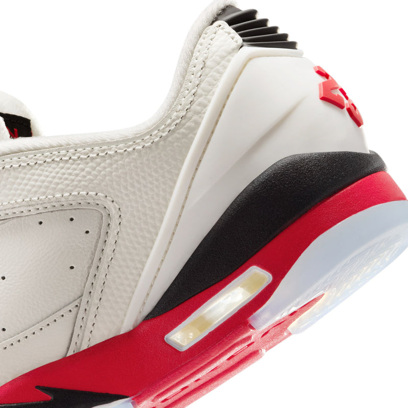 Youth low-top sneakers, white leather with red outsole and air window